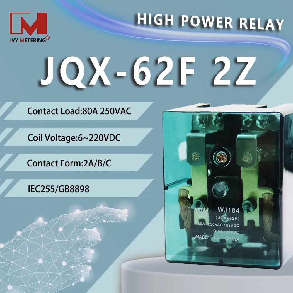 100A 90A 80A Relés de propósito general Relé electromagnético de potencia industrial eléctrica Jqx Jqx62f 2z 2c Dpdt Dpst con CE UL RoHS
